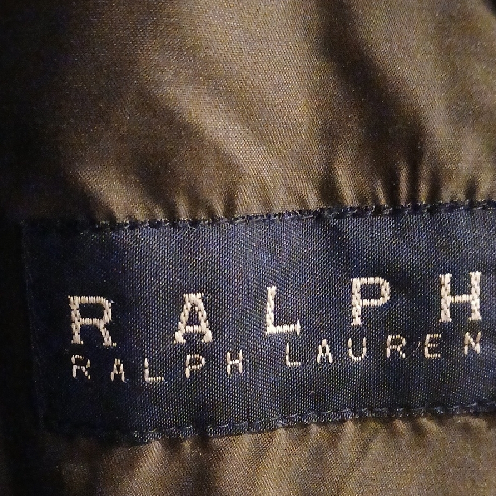 Ralph Lauren Olive Trench Coat with Brown Collar - Picture 4 of 5
